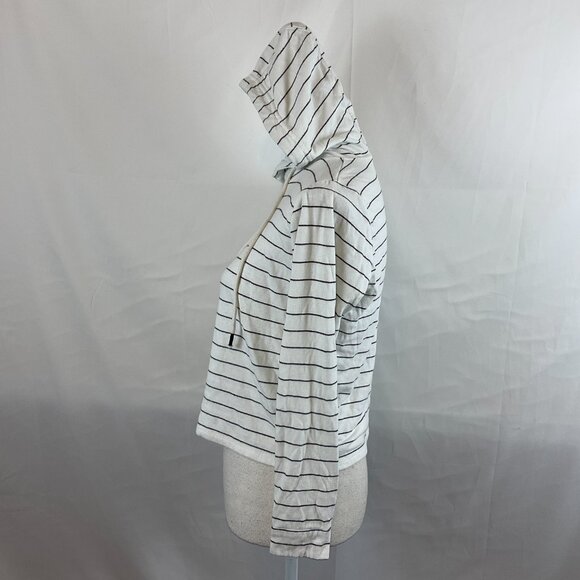 Marine Layer Top S White Black Striped Hoodie Long Sleeve - Picture 5 of 10